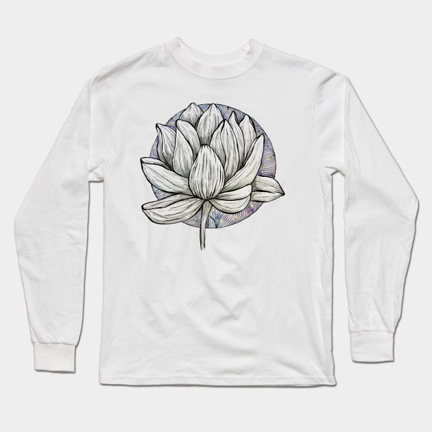 Lotus Flower Abstract VI Long Sleeve T-Shirt by amyliafaizalart